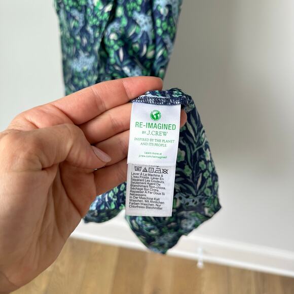 J. Crew Button Front Long Sleeve Midi Shirt Dress in Fauna Floral 00 - Picture 8 of 10